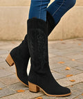 Bota Texana Feminina Cano Alto de Camurça Elegante | Lize Anabeaz