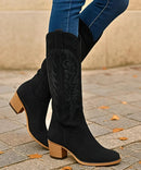 Bota Texana Feminina Cano Alto de Camurça Elegante | Lize Anabeaz