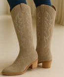 Bota Texana Feminina Western Cano Longo Camurça | Lesle Anabeaz