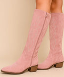 Bota Texana Feminina Western Cano Longo Camurça | Lesle Anabeaz