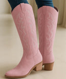 Bota Texana Feminina Western Cano Longo Camurça | Lesle Anabeaz