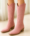 Bota Texana Feminina Western Cano Longo Camurça | Lesle Anabeaz