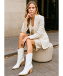 Bota Texana Feminina Cano Médio Bico Fino Croco | Dallas