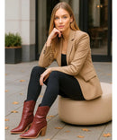 Bota Texana Feminina Cano Médio Bico Fino Croco | Dallas