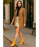 Bota Texana Feminina Cano Médio Bico Fino Croco | Dallas