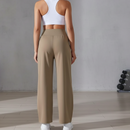 Calça Esportiva de Malha Tecnológica Cintura Alta Wide Leg Anabeaz