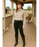 Camisa Country Feminina Xadrez Manga Longa em Flanela | Anabeaz