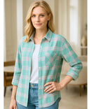 Camisa Xadrez Feminina com Manga Longa Flanelada | Anabeaz