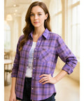 Camisa Xadrez Feminina com Manga Longa Flanelada | Anabeaz