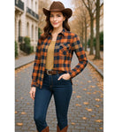 Camisa Xadrez Feminina Flanelada com Forro Térmico Peluciado Anabeaz