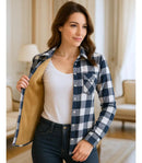 Camisa Xadrez Feminina Flanelada com Forro Térmico Peluciado Anabeaz