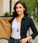 Camisa Xadrez Feminina Flanelada com Forro Térmico Peluciado Anabeaz