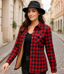 Camisa Xadrez Feminina Flanelada com Forro Térmico Peluciado Anabeaz