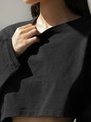 cropped feminino, cropped manga longa, cropped gola redonda, cropped malha jersey, cropped minimalista, cropped básico premium, cropped viscose elastano, cropped elegante feminino, cropped casual sofisticado, cropped cintura alta, cropped feminino primavera verão anabeaz