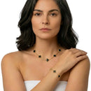 Conjunto Colar Pulseira e Brinco Trevo 4 Folhas Gold Banhado a Ouro 18K Anabeaz