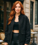 Jaqueta Bomber Feminina Paetê Brilho Elegante | Siara