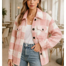 jaqueta xadrez feminina rosa 
jaqueta peluciada feminina rosa
jaqueta flanelada feminina rosa
moda inverno feminina rosa
casaco feminino inverno rosa anabeaz