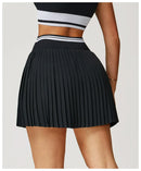 Saia Shorts de Nylon Plissada com Elastano e Cós Alto Anabeaz