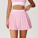 Saia Shorts de Nylon Plissada com Elastano e Cós Alto Anabeaz