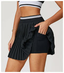 Saia Shorts de Nylon Plissada com Elastano e Cós Alto Anabeaz