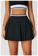 Saia Shorts de Nylon Plissada com Elastano e Cós Alto Anabeaz