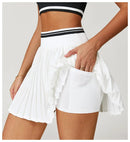 Saia Shorts de Nylon Plissada com Elastano e Cós Alto Anabeaz