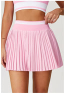 Saia Shorts de Nylon Plissada com Elastano e Cós Alto Anabeaz