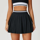 Saia Shorts de Nylon Plissada com Elastano e Cós Alto Anabeaz