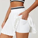 Saia Shorts de Nylon Plissada com Elastano e Cós Alto Anabeaz