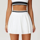 Saia Shorts de Nylon Plissada com Elastano e Cós Alto Anabeaz