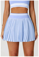 Saia Shorts de Nylon Plissada com Elastano e Cós Alto Anabeaz