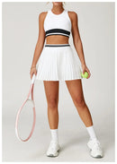 Saia Shorts de Nylon Plissada com Elastano e Cós Alto Anabeaz