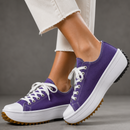 Tênis Star plataforma solado tratorado lilás roxo claro Anabeaz, calçado casual feminino em lona premium tom pastel tendência aesthetic.
