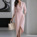 Vestido Midi Alfaiataria Original Gola Blazer Manga Longa Anabeaz