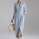 Vestido Midi Alfaiataria Original Gola Blazer Manga Longa Anabeaz